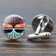 Load image into Gallery viewer, Tree of Life Cufflinks for Men Best Man Cufflinks Set Cufflinks Wedding Life Tree Suit Shirt Silver Cuff Links Men Accessories
